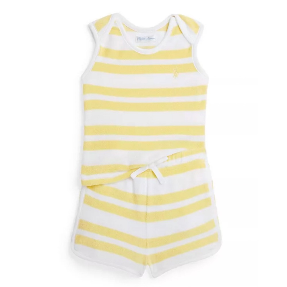 Ralph Lauren Yellow and White Summer Tank and Shorts Set 6 Mo Boy or Girl